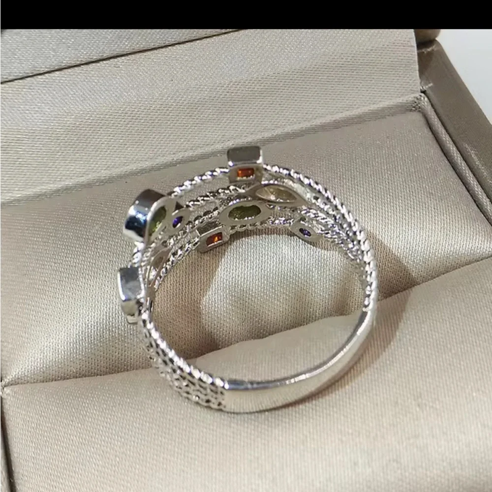 Multicolored Sterling Silver Ring size 7 - Picture 4 of 6